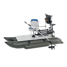 Load image into Gallery viewer, AQUOS Heavy-Duty for One Series 8.8plus ft Inflatable Pontoon Boat with Haswing 12V 55lbs Transom 2.4 G Remote Control Trolling Motor