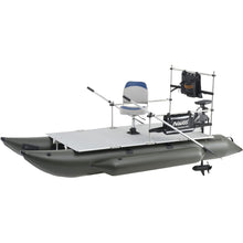 Load image into Gallery viewer, AQUOS Heavy-Duty for Two 12.5ft Inflatable Pontoon Boat with Stainless Steel Guard and Folding Seat and Haswing 2.4 G Remote Control 12V 55LBS 39" Trolling Motor for Fishing