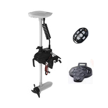 Load image into Gallery viewer, AQUOS Haswing 12V 55LBS 26inch Transom Trolling Motor with 2.4 G Wireless Remote Control and Wireless Foot Control for Inflatable Pontoon Boat, Dinghy Kayak Fishing, One Person Boat Fishing