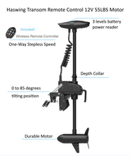 Load image into Gallery viewer, AQUOS Heavy-Duty for One Series 10.2plus ft Inflatable Pontoon Boat with Haswing Transom 12V 55LBS Trolling Motor & Remote & Foot Control