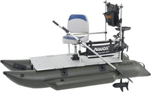 Load image into Gallery viewer, AQUOS Backpack Series 8.8ft Inflatable Pontoon Boat with Guard Bar, Folding Seat and Haswing 2.4 G Remote Control 12V 55lbs 39" Transom Trolling Motor for One Person Fishing