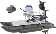 Load image into Gallery viewer, AQUOS Heavy-Duty for One Series 8.8plus ft Inflatable Pontoon Boat with Haswing 12V 55LBS Transom Trolling Motor and Remote/Foot Control
