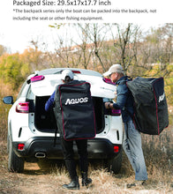 Load image into Gallery viewer, AQUOS Backpack Series 10.2ft Inflatable Pontoon Boat with Guard Bar, Folding Seat and Haswing Remote 55LBS Trolling Motor with 2.4G Wireless Foot Control for Fishing, Aluminum Floor Board