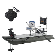 Load image into Gallery viewer, AQUOS Backpack Series 10.2ft Inflatable Pontoon Boat with Haswing 12V 55lbs Transom Trolling Motor and Remote/Foot Control