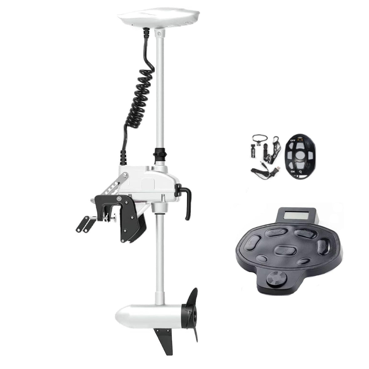 Haswing CaymanT 12V 55LBS 26in Transom Trolling Motor – Wireless Remote & Wireless Foot Control Option