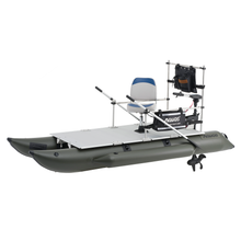 Load image into Gallery viewer, AQUOS New Heavy-Duty for Two Series 11.5 ft Inflatable Pontoon Boat with Haswing 24V 130lbs Transom Hand Control Trolling Motor