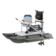 Load image into Gallery viewer, AQUOS 2021 New Backpack Series 7.5ft Inflatable Pontoon Boat with 12V 55LBS Transom Hand Control Trolling Motor