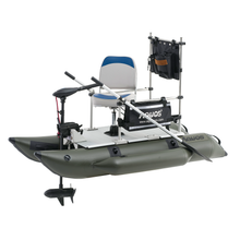 Load image into Gallery viewer, AQUOS 2021 New Backpack Series 7.5ft Inflatable Pontoon Boat with Haswing Bow Mount 12V 55LBS Hand Control Trolling Motor