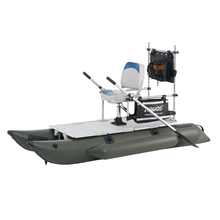 Load image into Gallery viewer, AQUOS 2021 New Backpack Series 8.8ft Inflatable Pontoon Boat with Haswing 12V 20lbs Transom Hand Control Trolling Motor
