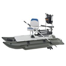 Load image into Gallery viewer, AQUOS New Heavy-Duty for One Series 8.8plus ft Inflatable Pontoon Boat with Haswing Transom 12V 85lbs Hand Control Trolling Motor