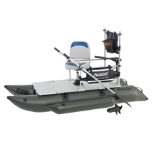 Load image into Gallery viewer, AQUOS 2021 New Backpack Series 8.8ft Inflatable Pontoon Boat with Haswing 12V 55lbs Transom Hand Control Trolling Motor