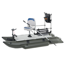 Load image into Gallery viewer, AQUOS 2021 New Backpack Series 8.8ft Inflatable Pontoon Boat with Haswing 12V 20lbs Bow Mount Hand Control Trolling Motor