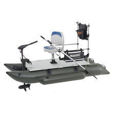 Load image into Gallery viewer, AQUOS 2021 New Backpack Series 8.8ft Inflatable Pontoon Boat with Haswing 12V 55lbs Bow Mount Hand Control Trolling Motor