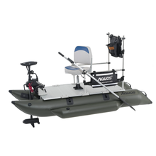 Load image into Gallery viewer, AQUOS 2021 New Backpack Series 8.8ft Inflatable Pontoon Boat with Haswing Bow Mount 12V 55LBS Remote Control Trolling Motor