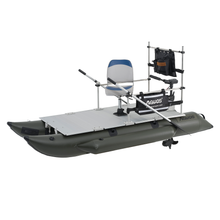 Load image into Gallery viewer, AQUOS New Heavy-Duty for One Series 10.2plus ft Inflatable Pontoon Boat with Haswing Transom 12V 65lbs Hand Control Trolling Motor