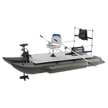 Load image into Gallery viewer, AQUOS New Heavy-Duty for Two Series 12.5 ft Inflatable Pontoon Boat with Haswing 12V 55lbs Bow Mount Remote Control Trolling Motor