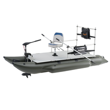 Load image into Gallery viewer, AQUOS New Heavy-Duty for Two Series 12.5 ft Inflatable Pontoon Boat with Haswing 12V 55LBS Bow Mount Hand Control Trolling Motor