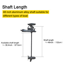 Load image into Gallery viewer, AQUOS Black Haswing Cayman 12V 55LBS 48 inch shaft Bow Mount Electric Trolling Motor with 2.4G Wireless Remote control, Wireless Foot Control and Quick Release Bracket for Freshwater/Saltwater, quiet operation