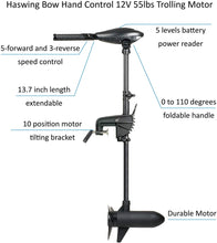 Load image into Gallery viewer, AQUOS 2021 New Backpack Series 7.5ft Inflatable Pontoon Boat with Haswing Bow Mount 12V 55LBS Hand Control Trolling Motor