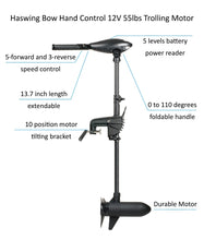 Load image into Gallery viewer, AQUOS 2021 New Backpack Series 8.8ft Inflatable Pontoon Boat with Haswing 12V 55lbs Bow Mount Hand Control Trolling Motor
