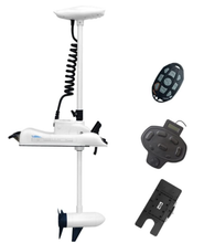 Load image into Gallery viewer, AQUOS White Haswing Cayman 24V 80LBS 60" Shaft Bow Mount Electric Trolling Motor Lightweight, Variable Speed, with Foot Control/Quick Release Bracket for Bass Fishing Boats Freshwater and Saltwater Use, quiet operation