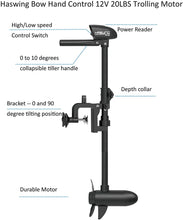 Load image into Gallery viewer, AQUOS 2021 New Backpack Series 8.8ft Inflatable Pontoon Boat with Haswing 12V 20lbs Bow Mount Hand Control Trolling Motor