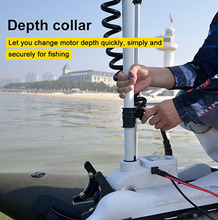 Load image into Gallery viewer, AQUOS HASWING White 12V55LBS 54inch Bow Mount Trolling Motor with 2.4G Remote Control, Wireless Foot Control, Quick Release Bracket for Inflatable Boat Aluminum Boat Fishing Freshwater/Saltwater