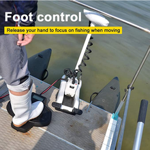 Load image into Gallery viewer, AQUOS HASWING White 12V55LBS 54inch Bow Mount Trolling Motor with 2.4G Remote Control, Wireless Foot Control, Quick Release Bracket for Inflatable Boat Aluminum Boat Fishing Freshwater/Saltwater