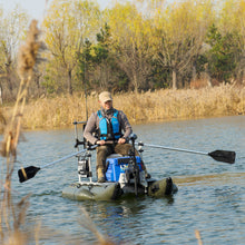 Load image into Gallery viewer, AQUOS 2021 New Backpack Series 7.5ft Inflatable Pontoon Boat with 12V 55LBS Transom Hand Control Trolling Motor