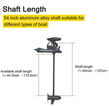 Load image into Gallery viewer, AQUOS Black Haswing Cayman12V 55LBS 54"Shaft Bow Mount Electric Trolling Motor Portable,Variable Speed,with Foot Control/Quick Release Bracket for Bass Fishing Boat Freshwater and Saltwater Use,Energy Saving, quiet operation