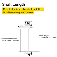 Load image into Gallery viewer, AQUOS White Haswing Cayman 12V 55LBS 48" Shaft Bow Mount Electric Trolling Motor Portable, Variable Speed with Quick release bracket for Bass Fishing Boats Freshwater and Saltwater Use,Quiet Operation