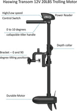 Load image into Gallery viewer, AQUOS 2021 New Backpack Series 8.8ft Inflatable Pontoon Boat with Haswing 12V 20lbs Transom Hand Control Trolling Motor