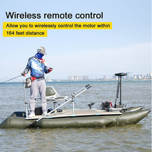 Load image into Gallery viewer, AQUOS Black Haswing Cayman12V 55LBS 54"Shaft Bow Mount Electric Trolling Motor Portable,Variable Speed,with Foot Control/Quick Release Bracket for Bass Fishing Boat Freshwater and Saltwater Use,Energy Saving, quiet operation
