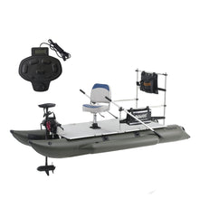 Load image into Gallery viewer, AQUOS Heavy-Duty for Two Series 11.5 ft Inflatable Pontoon Boat with Haswing 12V 55lbs Transom Trolling Motor & Remote & Foot Control