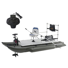 Load image into Gallery viewer, AQUOS New Heavy-Duty for Two Series 12.5 ft Inflatable Pontoon Boat with Haswing 12V 55lbs Bow Mount Remote Control Trolling Motor and Foot Control