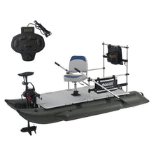 Load image into Gallery viewer, AQUOS Heavy-Duty for One Series 8.8plus ft Inflatable Pontoon Boat with Haswing 12V 55LBS Transom Trolling Motor and Remote/Foot Control