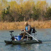 Load image into Gallery viewer, AQUOS 2021 New Backpack Series 8.8ft Inflatable Pontoon Boat with Haswing Bow Mount 12V 55LBS Remote Control Trolling Motor