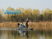 Load image into Gallery viewer, AQUOS New Heavy-Duty for One Series 10.2plus ft Inflatable Pontoon Boat with Haswing Transom 24V 110lbs Hand Control Trolling Motor