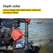 Load image into Gallery viewer, AQUOS Black Haswing Cayman 12V 55LBS 48 inch shaft Bow Mount Electric Trolling Motor with 2.4G Wireless Remote control, Wireless Foot Control and Quick Release Bracket for Freshwater/Saltwater, quiet operation