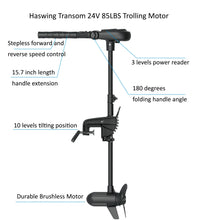 Load image into Gallery viewer, AQUOS New Heavy-Duty for One Series 8.8plus ft Inflatable Pontoon Boat with Haswing Transom 12V 85lbs Hand Control Trolling Motor