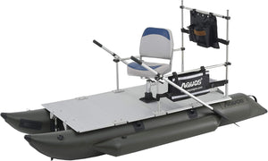 AQUOS Heavy-Duty for One Series 10.2plus ft Inflatable Pontoon Boat with Stainless Steel Guard Bar and Folding Seat for Fishing, Aluminum Floor Board