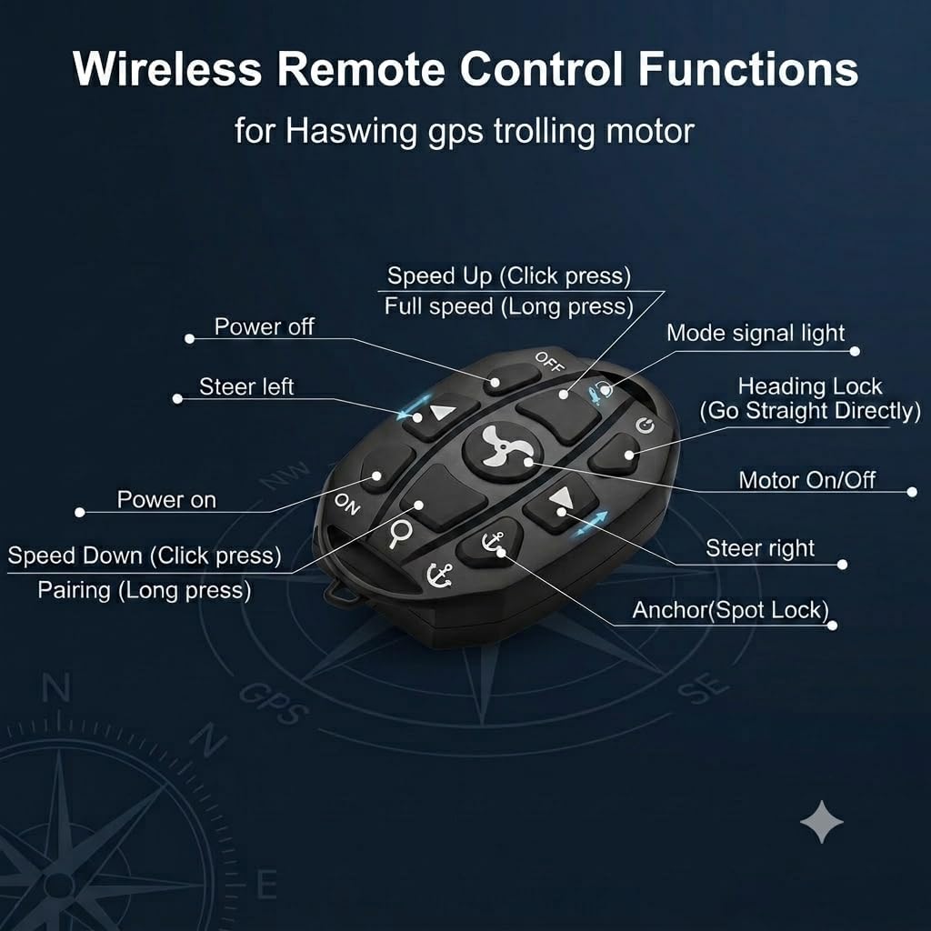 Haswing Rechargeable Wireless GPS Trolling Motor Remote Control