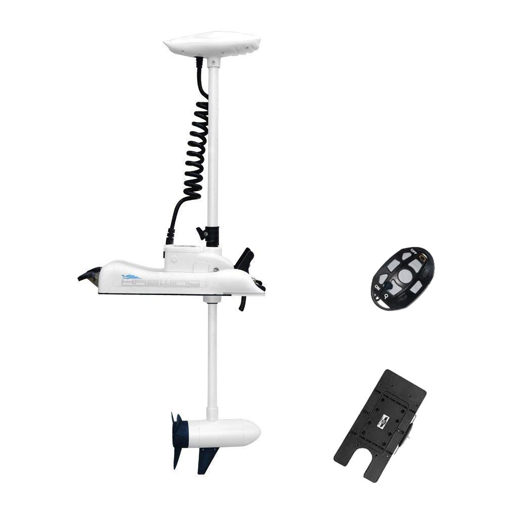 AQUOS Haswing Cayman White  12V 55LBS 54inch Shaft Bow Mount Electric Trolling Motor Lightweight, Variable Speed,with Quick Release Bracket for Bass Fishing Boats Freshwater and Saltwater Use,Energy Saving