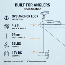 Load image into Gallery viewer, Haswing 12V 55LBS 54in Bow Mount GPS Trolling Motor - Wireless Remote
