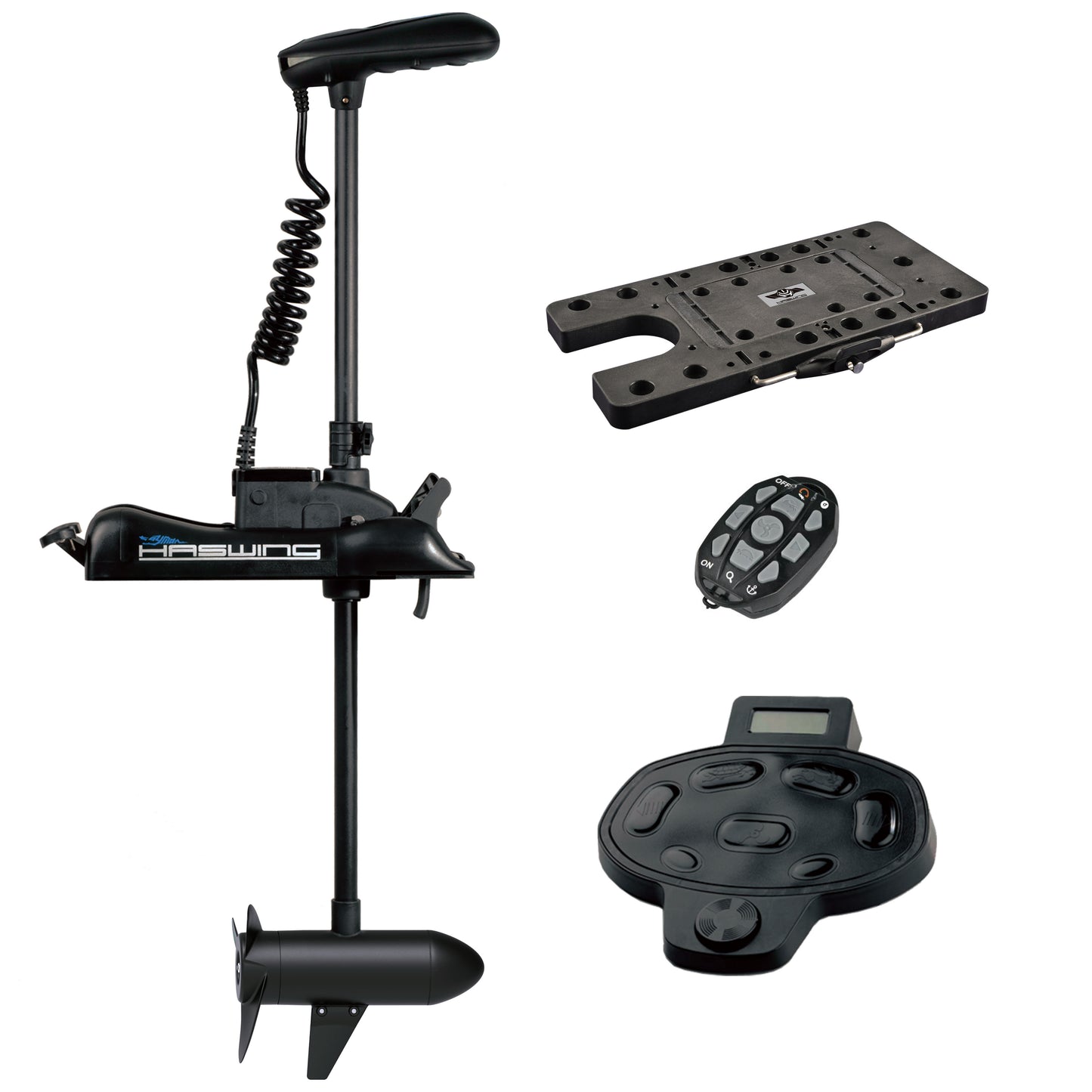 Haswing GPS 12V 55LBS 54in Bow Mount Trolling Motor - Wireless Remote, Foot Control, Quick Release Bracket