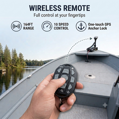 Haswing GPS 12V 55LBS 54in Bow Mount Trolling Motor - Wireless Remote, Foot Control, Quick Release Bracket