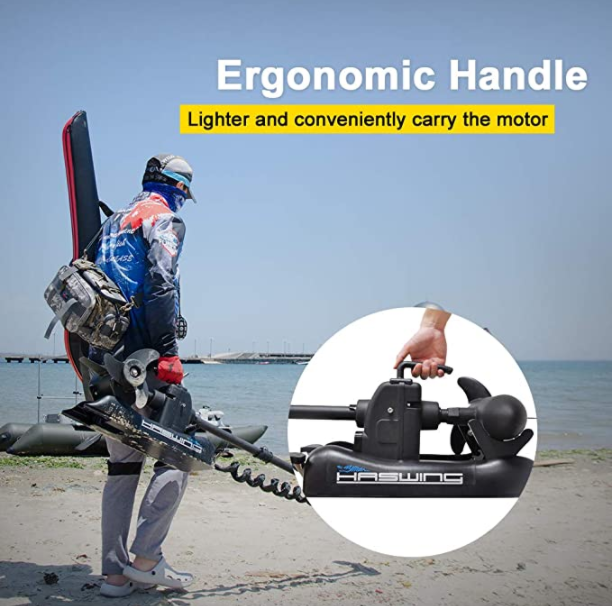 Haswing CaymanB 12V 55LBS 48in Bow Mount Trolling Motor – Wireless Remote, Quick Release