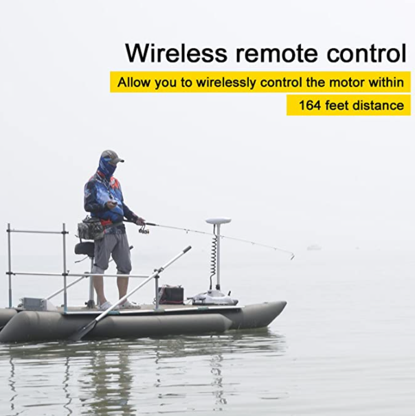 Haswing CaymanB 12V 55LBS 48in Bow Mount Trolling Motor – Wireless Remote & Foot Control, Quick Release