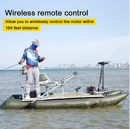 Haswing CaymanB 12V 55LBS 48in Bow Mount Trolling Motor – Wireless Remote, Quick Release